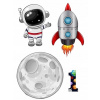 Výtlačok torty cukrová hmota ASTRONAUTA KOSMOS MESIAC