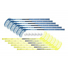 Unihoc sada hokejok Gamer (12 hokejok + 6 loptičiek) - 75 cm - modrá/žlutá - oboustr.