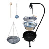 Green Home kotlík na guláš nerez INOX 0,8 mm 10 l, pokrievka nerez 37 cm INOX, Green Home panvica smalt 42 cm, Garden party ohnisko, stojan, poistná kladka, vareška 50 cm SMREK, naberačka nerez INOX