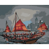 Maľovanie podľa čísel - Koráb pri meste, 50 x 40 cm, bez rámu a napnutého plátna 8596530038283