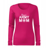 DRAGOWA Slim dámske tričko s dlhým rukávom army mom, ružová 160g/m2 - XL
