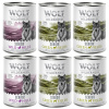 6 x 400 g miešané balenia - Wolf of Wilderness - 6 x 400 g: 4x jahňacie a kuracie, 2x kačacie a teľacie