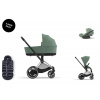 Cybex Platinum CYBEX e-Priam Travel Set + Cloud T Plus i-Size + Platinum Winter Footmuff leaf green 2025 chrome with black details
