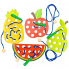 BABY MIX Drevená prevliekačka ovocie a zelenina Montessori Baby Mix