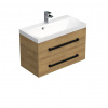 Swiss aqua technologies Koupelnová skříňka s černou úchytkou a umyvadlem SAT Cube Way 80x53x40 cm dub Hickory mat CUBE2C80ZDH