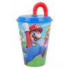 Stor plastový pohár s vrchnákom a slamkou SUPER MARIO 21430 430 ml