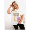 Kesi Włoski Dámska bavlnená blúzka Plus Size so zlatým nápisom biela + žltá