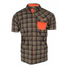 Košile krátká pánská HAVEN Agness Slimfit khaki/oranžová 3XL