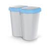 Prosperplast Odpadkový kôš Compacta B Duo, modrý/popolavý, objem 40 l, jedna priehradka, dve veká, nástenná verzia, NDBS40-2717C