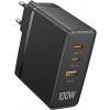 Nabíjačka do siete Vention Ultra 3-Port USB (C+C+A) GaN Charger (100W/100W/30W) Black (FEGB0-EU)