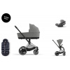 Cybex Platinum CYBEX e-Priam Travel Set + Cloud T Plus i-Size + Platinum Winter Footmuff mirage grey 2025 chrome with black details