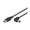 PremiumCord Kabel USB 2.0, A-B, 2m se zahnutým USB-B konektorem 90° ku2ab2-90