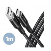 AXAGON BUCM-AM10AB, HQ kabel USB-C USB-A, 1m, USB 2.0, 3A, ALU, oplet, černý