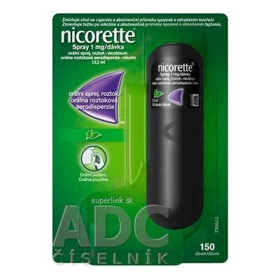 Nicorette Spray 1mg/dávka aer ors 150 dávok (fľ.PET+dávkovač) 1x13,2 ml, 3574660707540