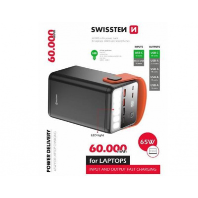 Swissten Power Line 60 000 mAh 65 W PD 22013943 black
