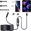 Endoskopická inšpekčná kamera micro USB + USB-C + USB FHD 5 m 8 mm Endoskop