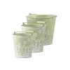 Plechový kvetináč 3 ks set oválny s uchom Jar, zelená 160x140x245mm 140x135x220mm 120x120x205mm
