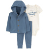 CARTER'S Set 3dielny mikina, body kr. rukáv, tepláky Blue Adventure chlapec 12m/vel. 80