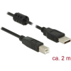Delock USB kábel USB 2.0 USB-A zástrčka, USB-B zástrčka 2.00 m čierna s feritovým jadrom 84897; 84897