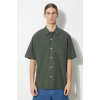 Košeľa Norse Projects Carsten Cotton Tencel pánska, zelená farba, regular, s klasickým golierom, N40.0579.8022