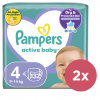 2x PAMPERS Active Baby 4 (9-14 kg) 132 ks MEGA PACK - jednorázové pleny