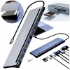 Adaptér 12v1 Bounn USB-C HDMI 4K DP VGA RJ45 1000Mbps USB 3.0 USB 2.0 SD/TF