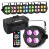 Fuzzix set 8 PLF20 Party LED reflektorov v transportnom obale - 4x 12W LED - S DMX a diaľkovým ovládaním