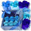 Umelé mydlové ruže kvety 9ks darčekové dekoratívne modré flower box