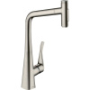 HANSGROHE Metris Select M71 páková drezová batéria s vyťažiteľnou sprškou s prepínaním, 2jet, výška výtoku 333 mm, vzhľad nerezovej ocele, 73820800