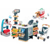 Set obchod elektronický zmiešaný tovar s chladničkou Maxi Market a lekársky vozík Smoby so zvukom a svetlom a prenosný box pre psíka