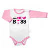 Body dlhý rukáv s vtipným textom, The New Boss, veľ. 74, holka