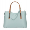 Kožená kabelka do ruky 1364 nebesky modrá+koňak Made in Italy