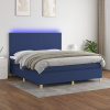 vidaXL Posteľ boxsping s matracom a LED modrá 160x200 cm látka - Modrá - 18812-160381