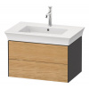 DURAVIT White Tulip závesná skrinka pod umývadlo, 2 zásuvky, 684 x 458 x 410 mm, dub prírodný masív/grafit matný, WT43410H558