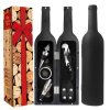 5-dielna Vinárska Darčeková Sada – v Matne Čiernom Puzdre v Tvare Fľaše AB03