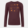 ORTOVOX Dámske tričko 185 MERINO BRAND OUTLINE LONG SLEEVE winetasting - bordová Veľkosť: L