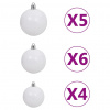 vidaXL Osvetlený umelý polovičný vianočný stromček+gule, biely 210 cm - Biela - 123945-70056