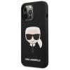 Silikónové puzdro Karl Lagerfeld na Apple iPhone 13 Pro Max KLHCP13XSLKHBK Liquid Karl Head čierne