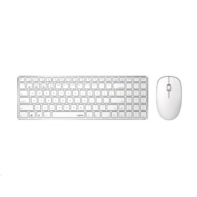 RAPOO set klávesnice a myš 9300M, bezdrátová, Multi-Mode Slim Mouse, Ultra-Slim Keyboard, bílá (9300M)