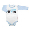 Body dlhý rukáv s vtipným textom Baby Nellys The New Boss chalan