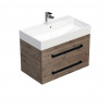 Swiss aqua technologies Koupelnová skříňka s černou úchytkou a umyvadlem SAT Cube Way 80x53x46 cm dub Wellington mat CUBE46C802DWSAT