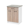 Praktik 60 spodná skrinka 2 dvierka 1 zásuvka, dub sonoma biely