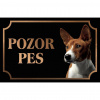 Basenji - Kovová tabuľka POZOR PES