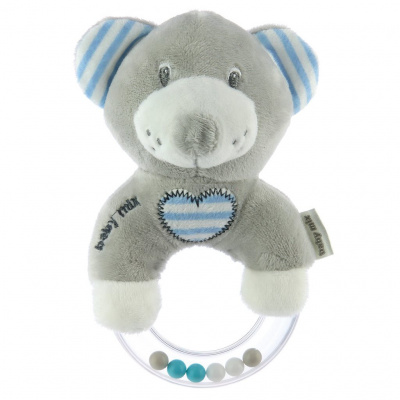 BABY MIX Detská plyšová hrkálka Baby Mix medveď modrý