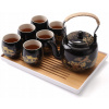 Japonský čajový set pre 6 osôb čierny s japonským motívom 180ml