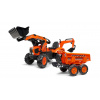 Falk Falk šliapací traktor 2090W Kubota s prednou a zadnou lyžicou a prívesom FA2090W