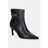 Kožené členkové topánky Guess PAISLIE čierna farba, na vysokom podpätku, FLFPAI LEA10 FLFPAI.LEA10.BLACK EUR 40