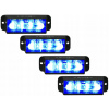 SADA 4X BLESKOVÁ VÝSTRAŽNÁ LAMPA 4 LED STROBOSKOP ALR MODRÁ 12-24V