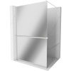 Mexen Kioto+, sprchová zástena Walk-In s poličkou a vešiakom 100 x 200 cm, 8mm sklo vzor zrkadlo, biely profil, 800-100-121-20-50