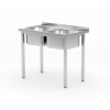 Stôl s 2 drezmi – skrutkovaný, HENDI, Kitchen Line, 1000x600x(H)850mm